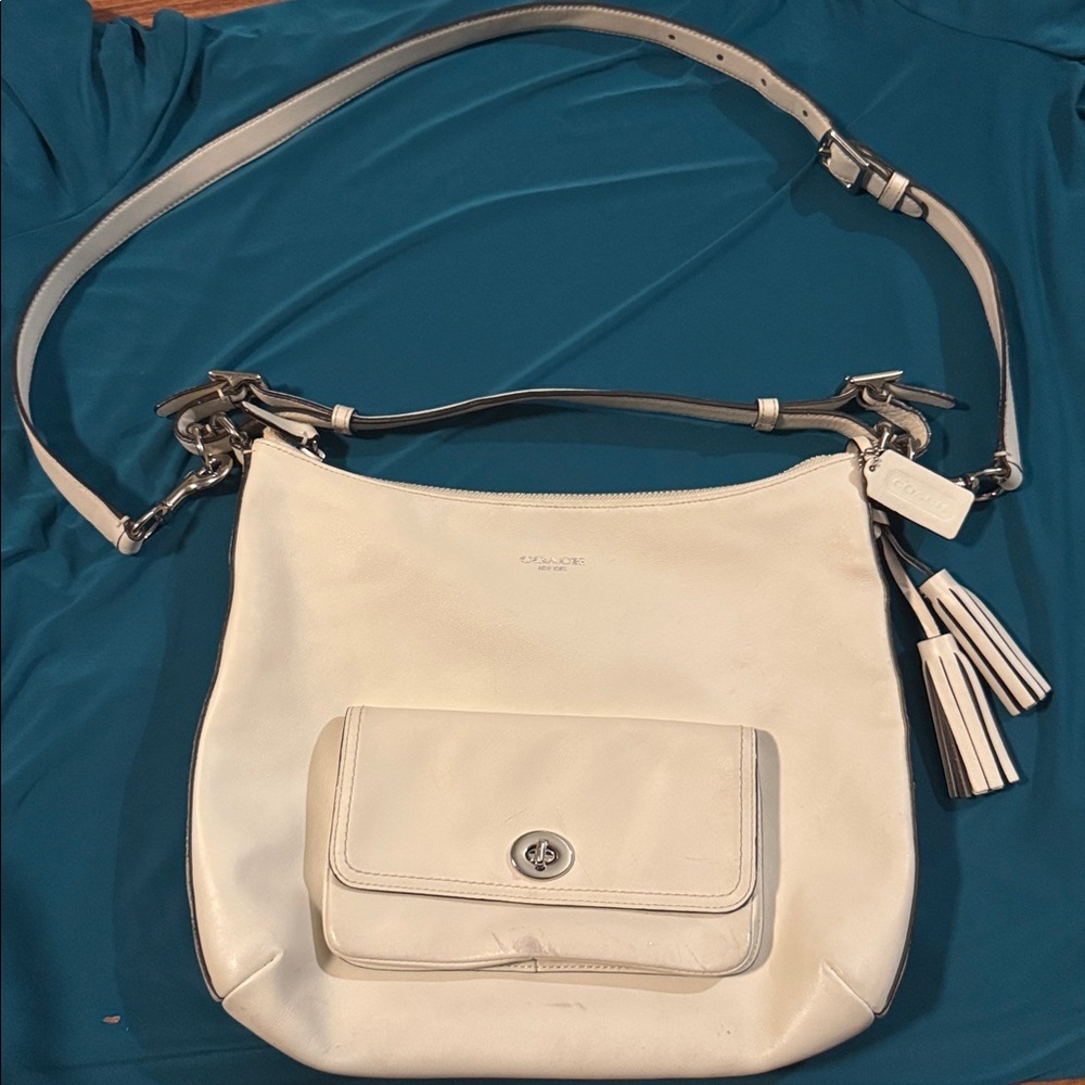 Coach White and Tan Shoulder Bag